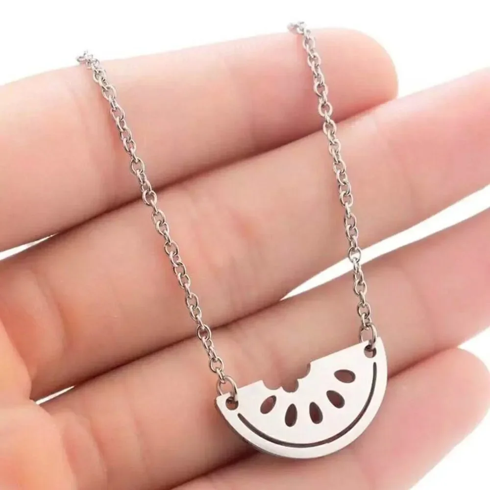 Watermelon Pendant Necklace in Silver